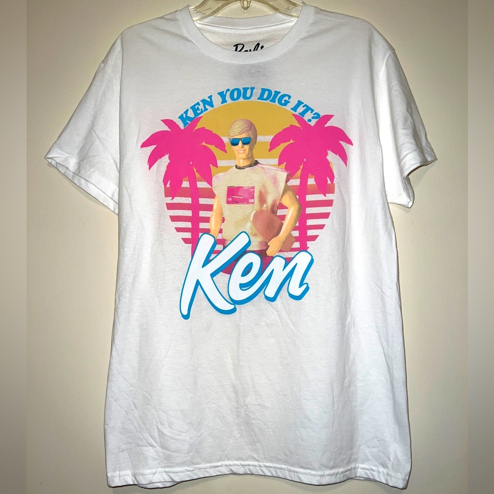 Barbie White Ken Graphic Tee with Pink and Blue Print